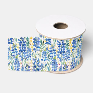 Bluebonnet Texas Wildflower, Blauw Bloempatroon Grosgrain Lint