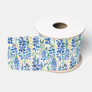 Bluebonnet Texas Wildflower, Blauw Bloempatroon Grosgrain Lint