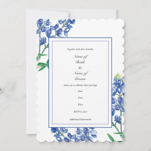 Bluebonnet Wedding Invitation Kaart (Voorkant)