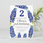 Bluebonnets 2e verjaardag Blauwe Bloemen Kaart (Staand voorkant)