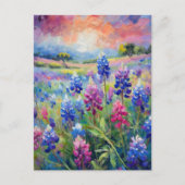 Bluebonnets Abstracte Bloemkunst Briefkaart (Voorkant)