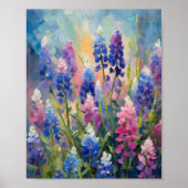 Bluebonnets Abstracte Bloemkunst Poster (Voorkant)