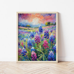 Bluebonnets Abstracte Bloemkunst Poster