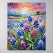 Bluebonnets Abstracte Bloemkunst Poster (Voorkant)