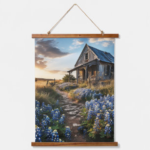 Bluebonnets and Old Barn in Texas Decoupage Hangend Wandkleed