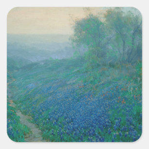 Bluebonnets bij het aanbreken van de dag, Onderdon Vierkante Sticker