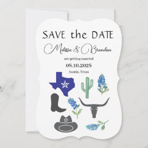 Bluebonnets Blauw Bloemen Texas Rustieke Bruiloft Kaart