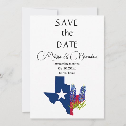 Bluebonnets Blauw Bloemen Texas Rustieke Bruiloft Kaart (Voorkant)