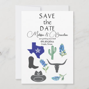 Bluebonnets Blauw Bloemen Texas Rustieke Bruiloft Kaart