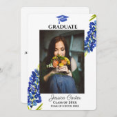 Bluebonnets Bloemen Afstudeer Uitnodiging (Voorkant / Achterkant)