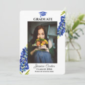 Bluebonnets Bloemen Afstudeer Uitnodiging (Staand voorkant)