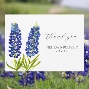 Bluebonnets Blue Floral Élégant Merci de mariage