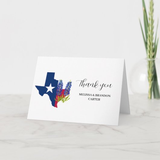Bluebonnets Blue Floral Texas Wedding Dank u Bedankkaart (Voorkant)