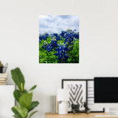 Bluebonnets Blue Flowers Texas Texan Floral Poster (Bureau à domicile)