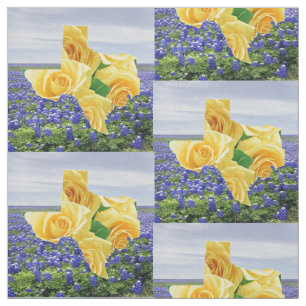 Bluebonnets de Texas et tissu 4,5" de rose jaune