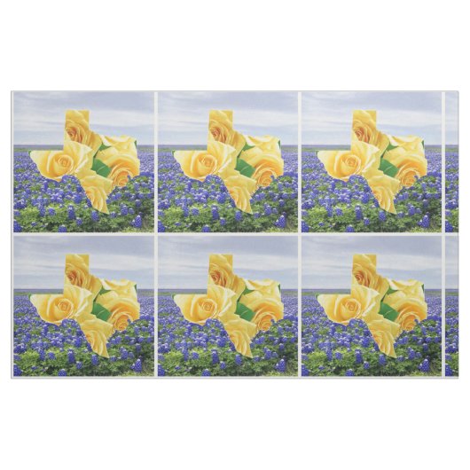 Bluebonnets de Texas et tissu de rose jaune (Fat Quarter)