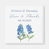 Bluebonnets Floral Blue Wedding Dank u Magneet (Voorkant)