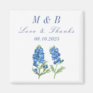 Bluebonnets Floral Monogram Bruiloft Dank u Magneet