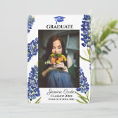 Bluebonnets Floral Texas Graduation Faire-part (Debout devant)