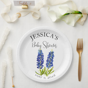 Bluebonnets Flowers Texas Baby shower Meisje Papieren Bordje