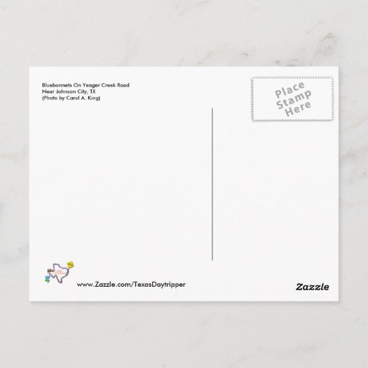 Bluebonnets on Yeager Creek Rd., Johnson City, TX Briefkaart (Achterkant)