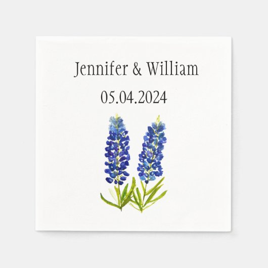 Bluebonnets Texaanse waterverf Bloemen Bruiloft Servet (Voorkant)