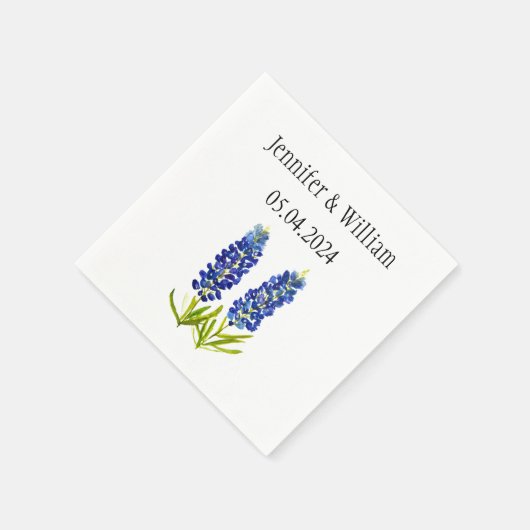Bluebonnets Texaanse waterverf Bloemen Bruiloft Servet (Hoek)