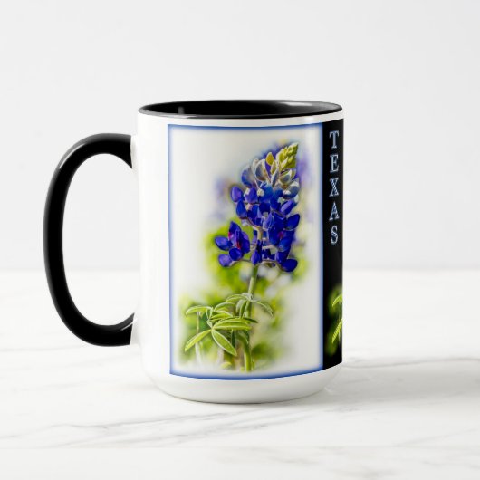 Bluebonnets texans avec noir, Mug (Gauche)