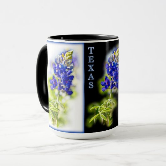Bluebonnets texans avec noir, Mug (Devant gauche)