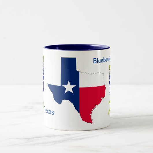 Bluebonnets texans sur Mug de café à deux tons bla (Centre)