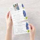Bluebonnets Texas Blauw Bloemen Foto Bruiloft All In One Uitnodiging (Afscheurbaar)
