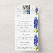 Bluebonnets Texas Blauw Bloemen Foto Bruiloft All In One Uitnodiging (Binnen)