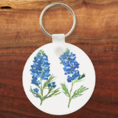 Bluebonnets Texas Blue Floral waterverf Sleutelhanger (Achterkant)