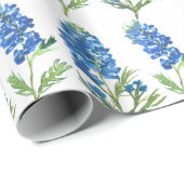 Bluebonnets Texas Blue Flowers Waterverf Cadeaupapier (Rol Hoek)