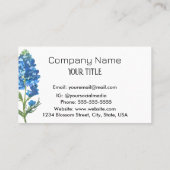 Bluebonnets Texas Company Floral Carte de visite (Dos)