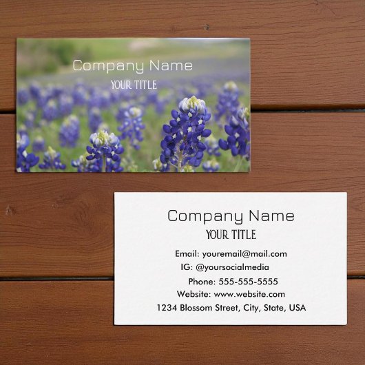 Bluebonnets Texas Company Floral Carte de visite