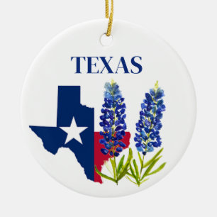 Bluebonnets Texas Flower Floral Texan Flag Keramisch Ornament