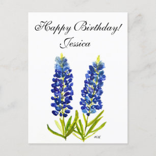 Bluebonnets Texas Staatsbloemen Lupine Aquarel  Briefkaart