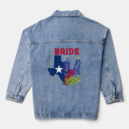 Bluebonnets Texas State Bloemen Bruiloft Bruid Denim Jacket (Achterkant)