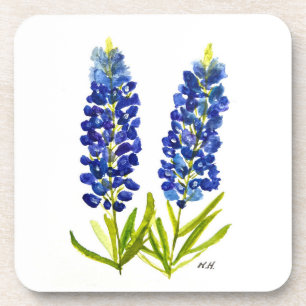 Bluebonnets Texas State Flowers Lupine Waterverf Bier Onderzetter