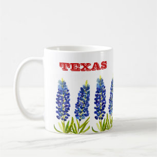 Bluebonnets Texas State Flowers Lupine Waterverf Koffiemok