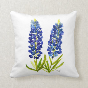Bluebonnets Texas State Flowers Lupine Waterverf Kussen