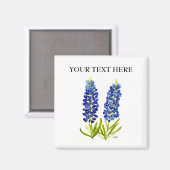 Bluebonnets Texas State Flowers Lupine Waterverf Magneet (Voorkant / Achterkant)