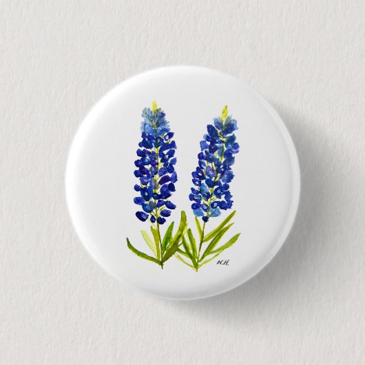 Bluebonnets Texas State Flowers Lupine Waterverf Ronde Button 3,2 Cm (Voorkant)