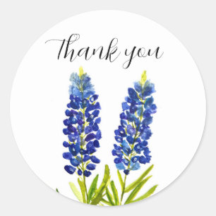 Bluebonnets Texas State Flowers Lupine Waterverf Ronde Sticker
