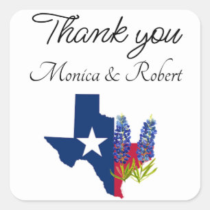 Bluebonnets Texas State Flowers Lupine Waterverf Vierkante Sticker