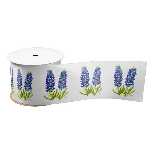 Bluebonnets Texas State Flowers Pattern Waterverf Lint (Spoel)