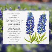 Bluebonnets Texas Waterverf Blauw Bloemen Bruiloft Kaart