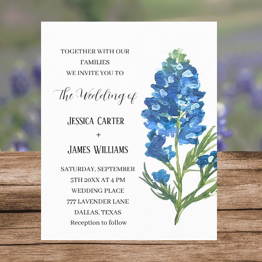 Bluebonnets Texas Waterverf Floral Wedding
