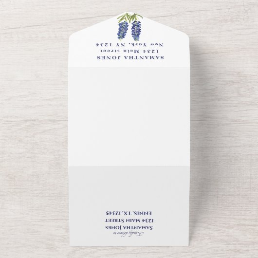 Bluebonnets Texas Wildflower Sweet 16 Zestien All In One Uitnodiging (Buitenkant)